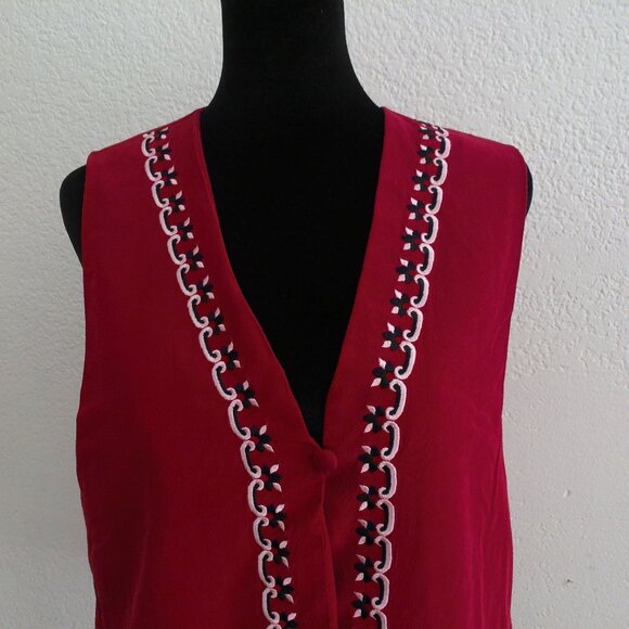 Diane Von Furstenberg, Red Vest, 100% silk, with embroidered detail - Picture 7 of 11